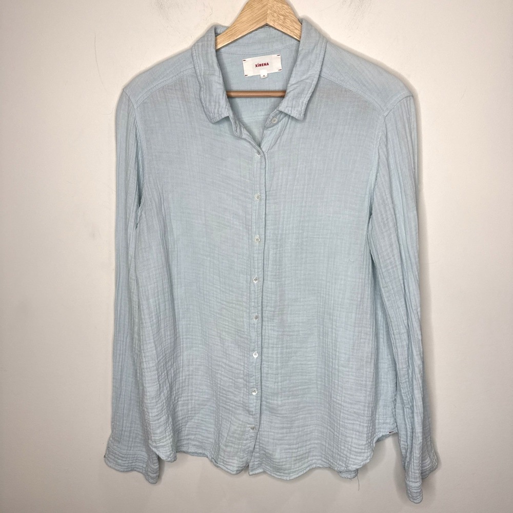 Xirena Scout Gauze Cotton Button Down Shirt Lightweight Made in USA Women's M